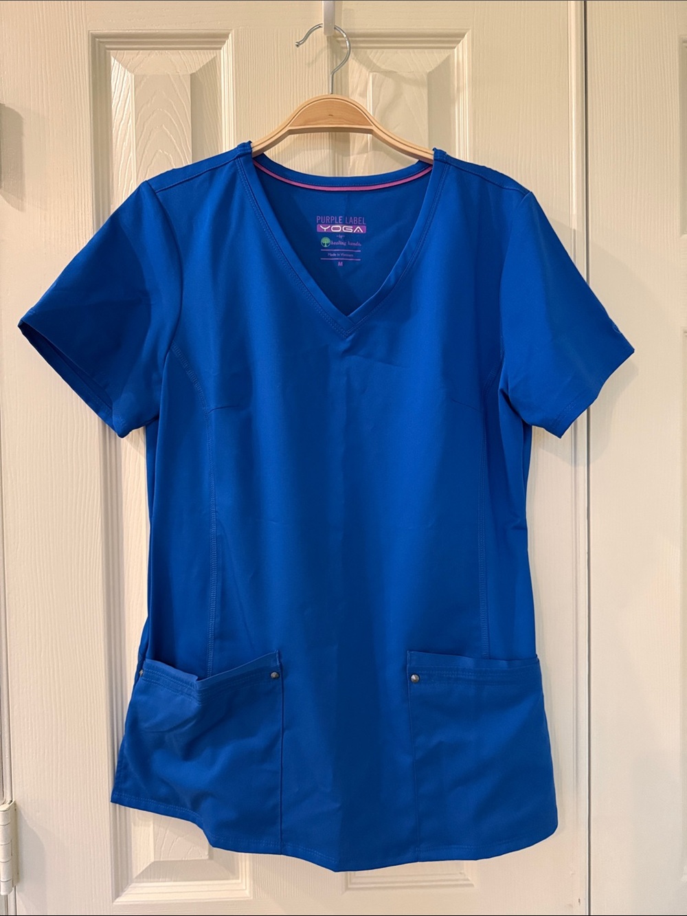 Purple Label YOGA Royal Blue V-Neck Scrub Top